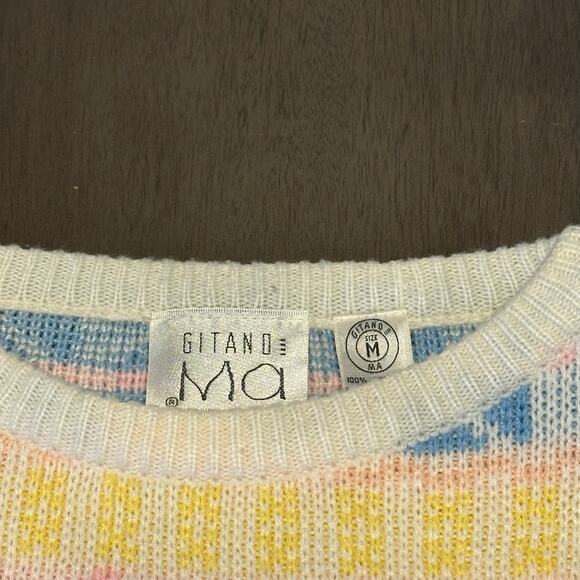 Gitano Ma Vintage M Sweater Pastel Floral Crew Neck 80's Cosplay Easter Spring - Picture 8 of 8